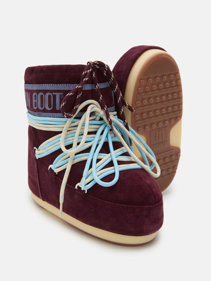 MOON BOOT ICON LOW BURGUNDY SUEDE BOOTS