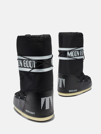 MOON BOOT ICON BLACK NYLON BOOTS