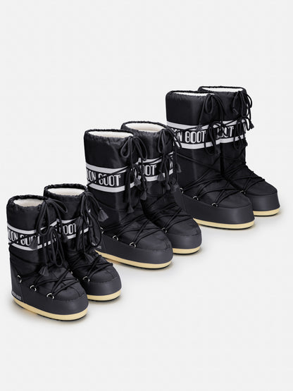 MOON BOOT ICON BLACK NYLON BOOTS