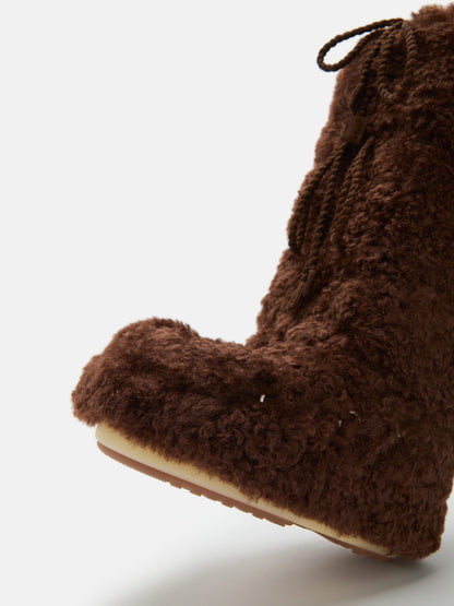 MOON BOOT ICON DARK BROWN CURLY EXTRA BOOTS