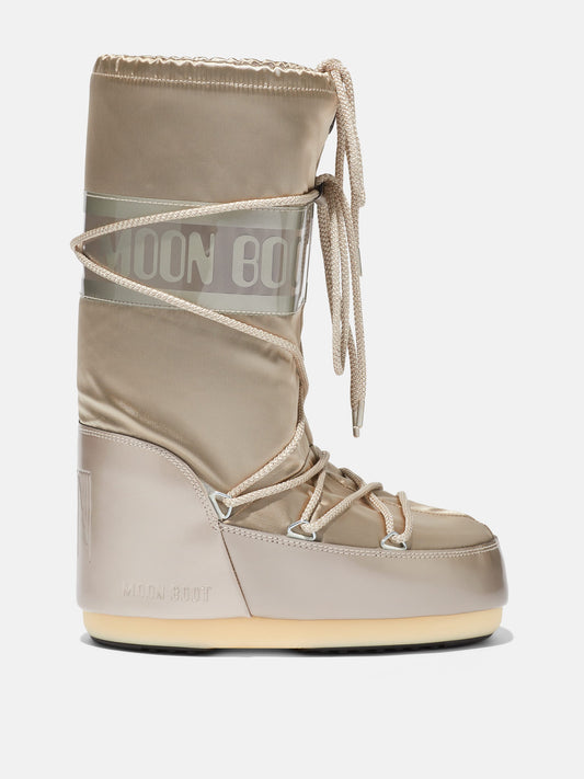 MOON BOOT ICON GLANCE PLATINUM SATIN BOOTS