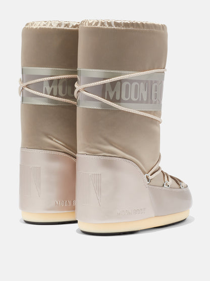 MOON BOOT ICON GLANCE PLATINUM SATIN BOOTS
