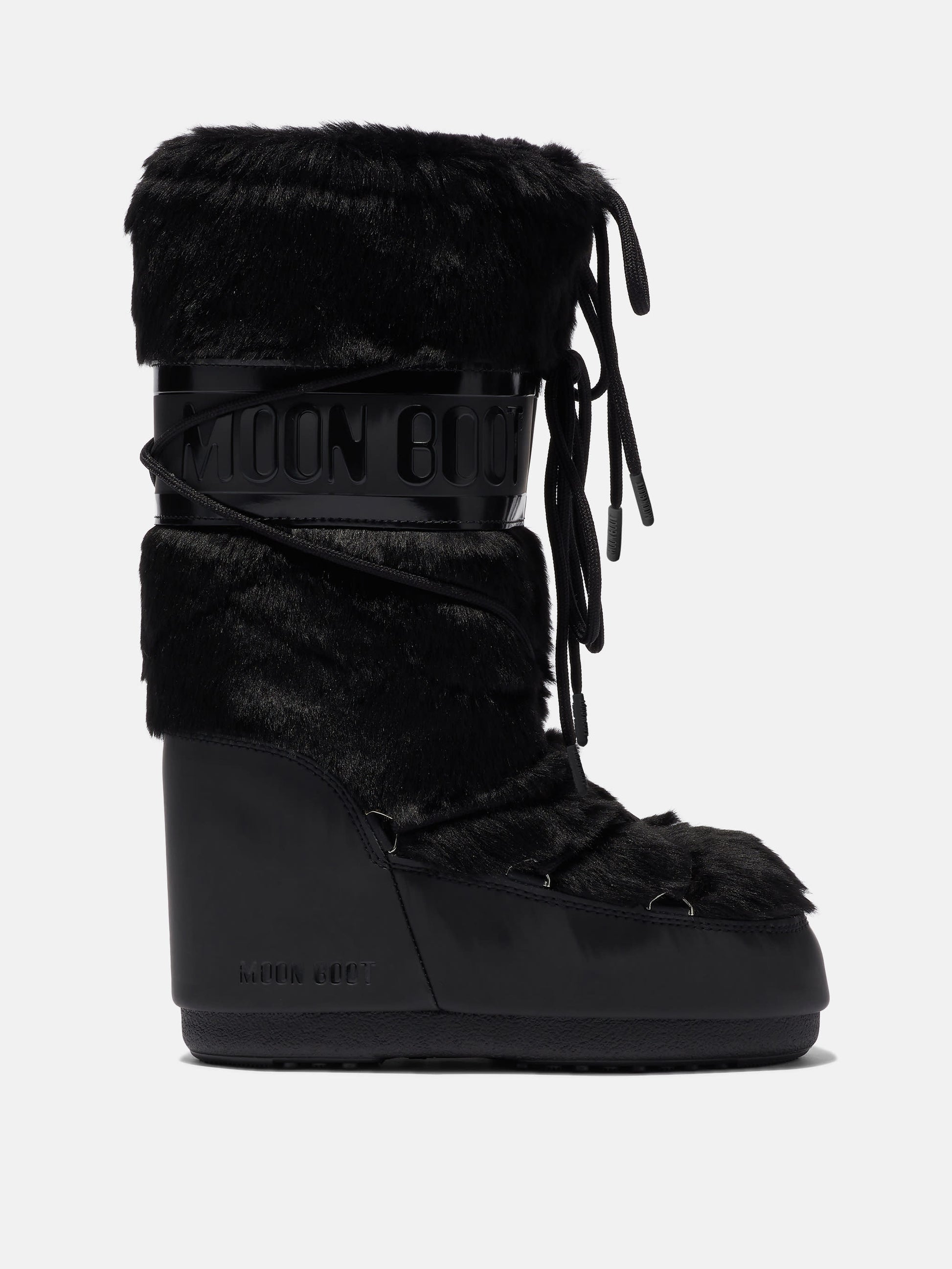 MOON BOOT ICON BLACK FAUX-FUR BOOTS