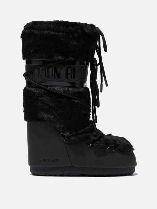 MOON BOOT ICON BLACK FAUX-FUR BOOTS