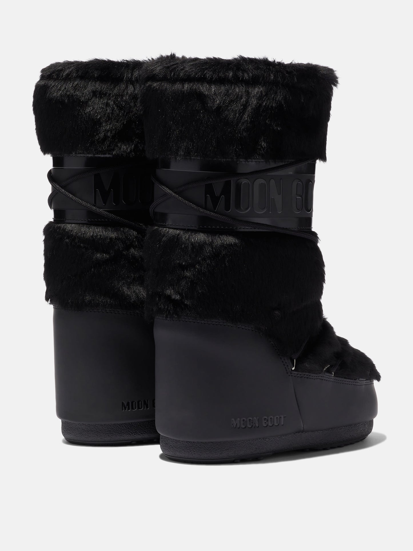 MOON BOOT ICON BLACK FAUX-FUR BOOTS