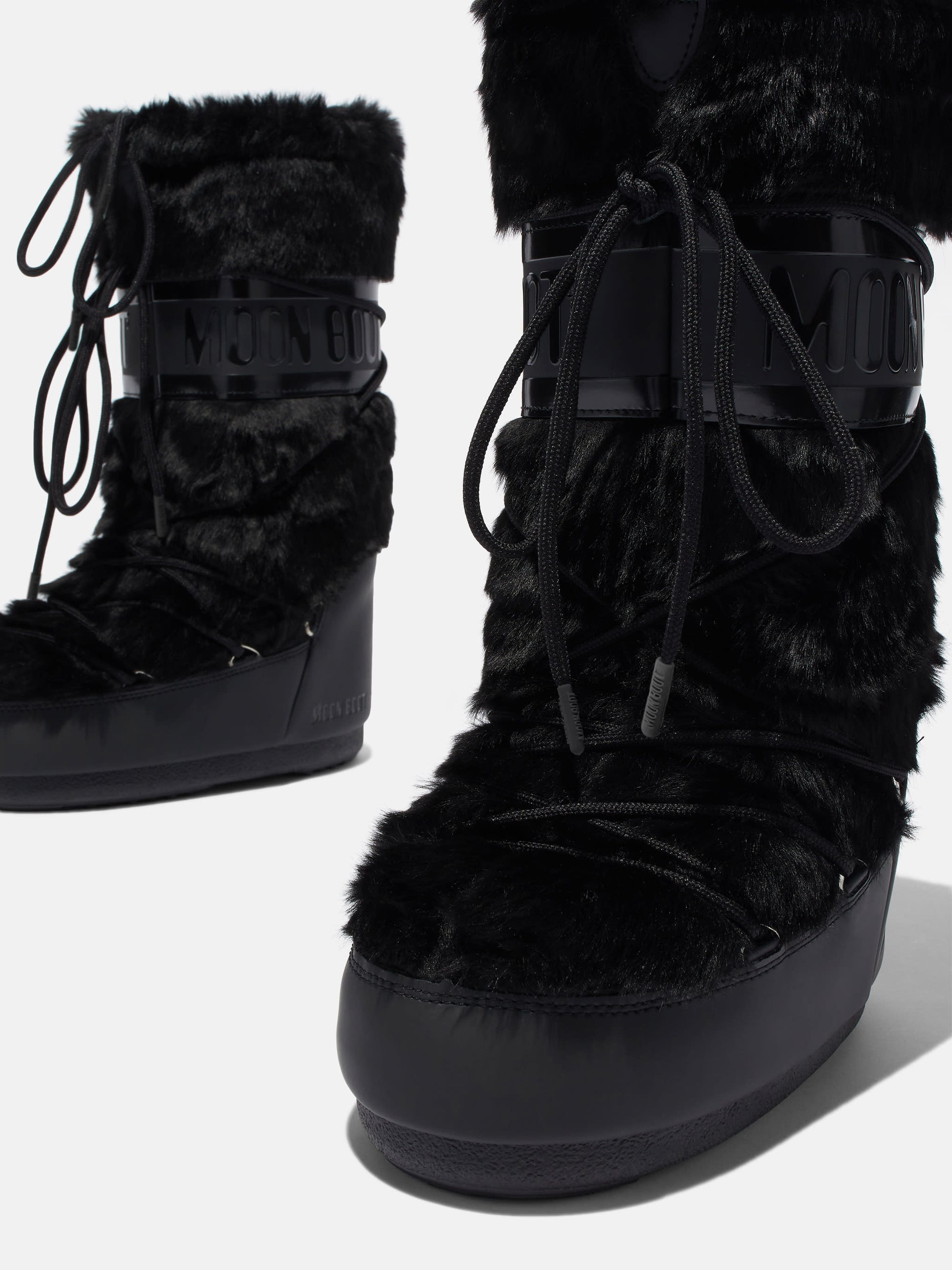 MOON BOOT ICON BLACK FAUX-FUR BOOTS