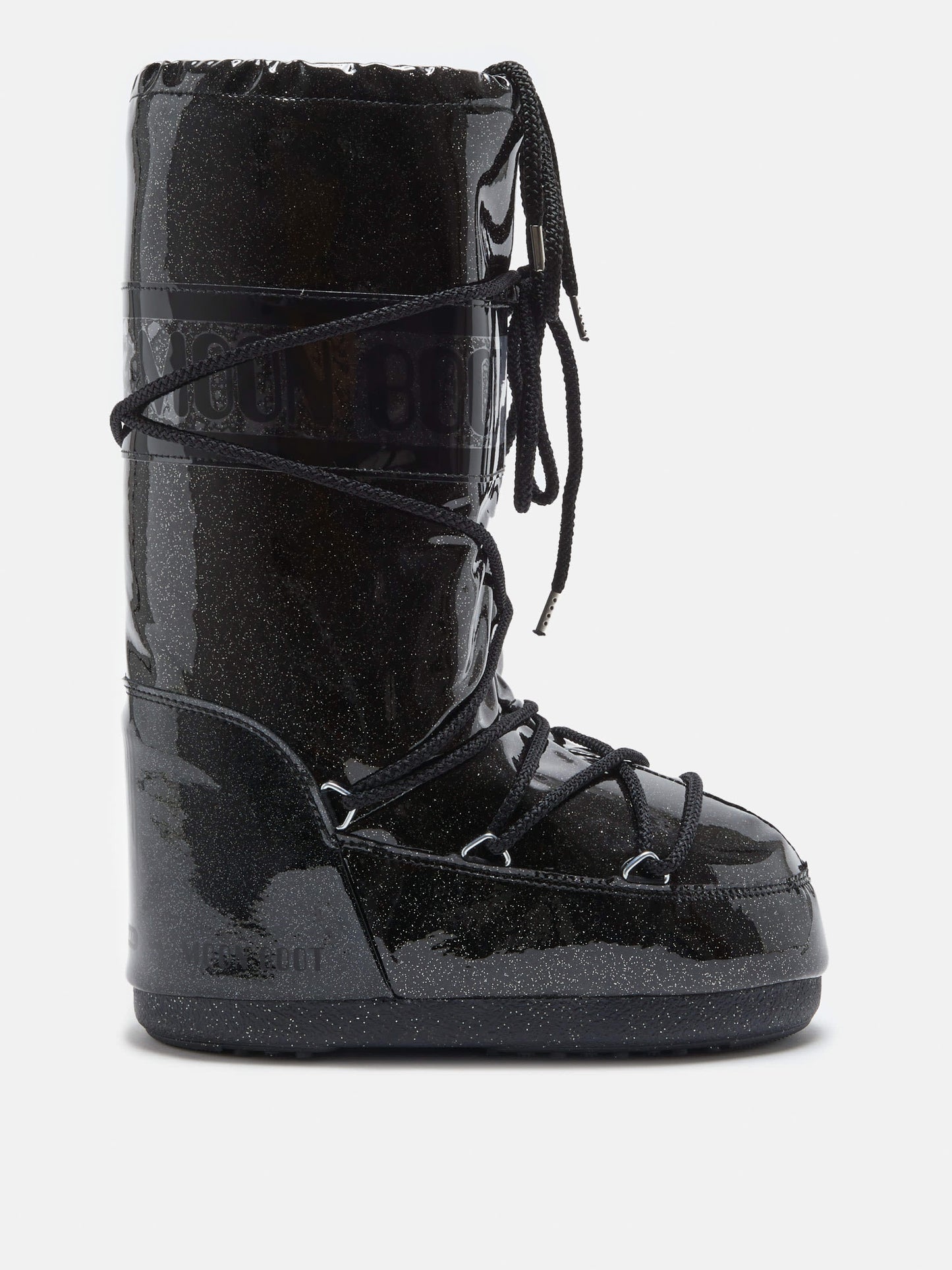 MOON BOOT ICON BLACK GLITTER BOOTS