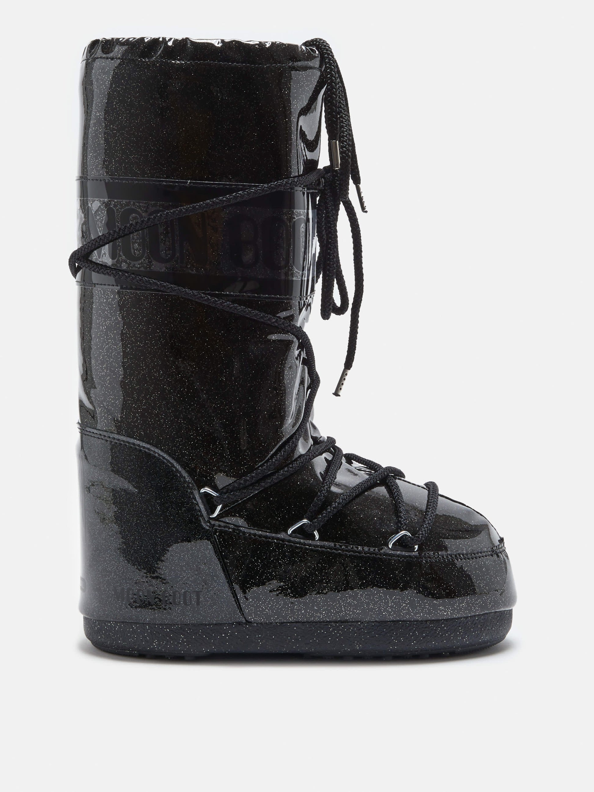 MOON BOOT ICON BLACK GLITTER BOOTS