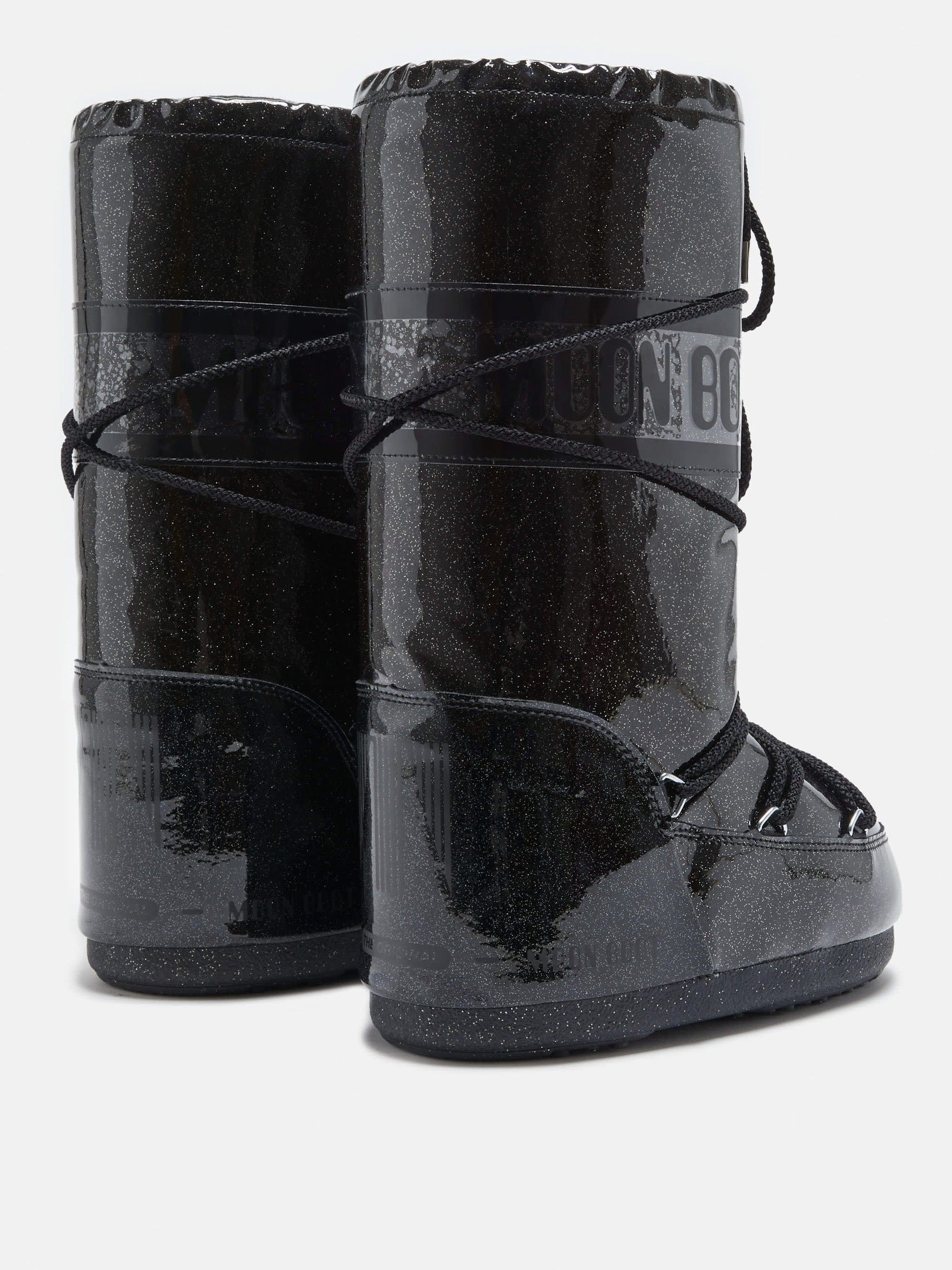 MOON BOOT ICON BLACK GLITTER BOOTS