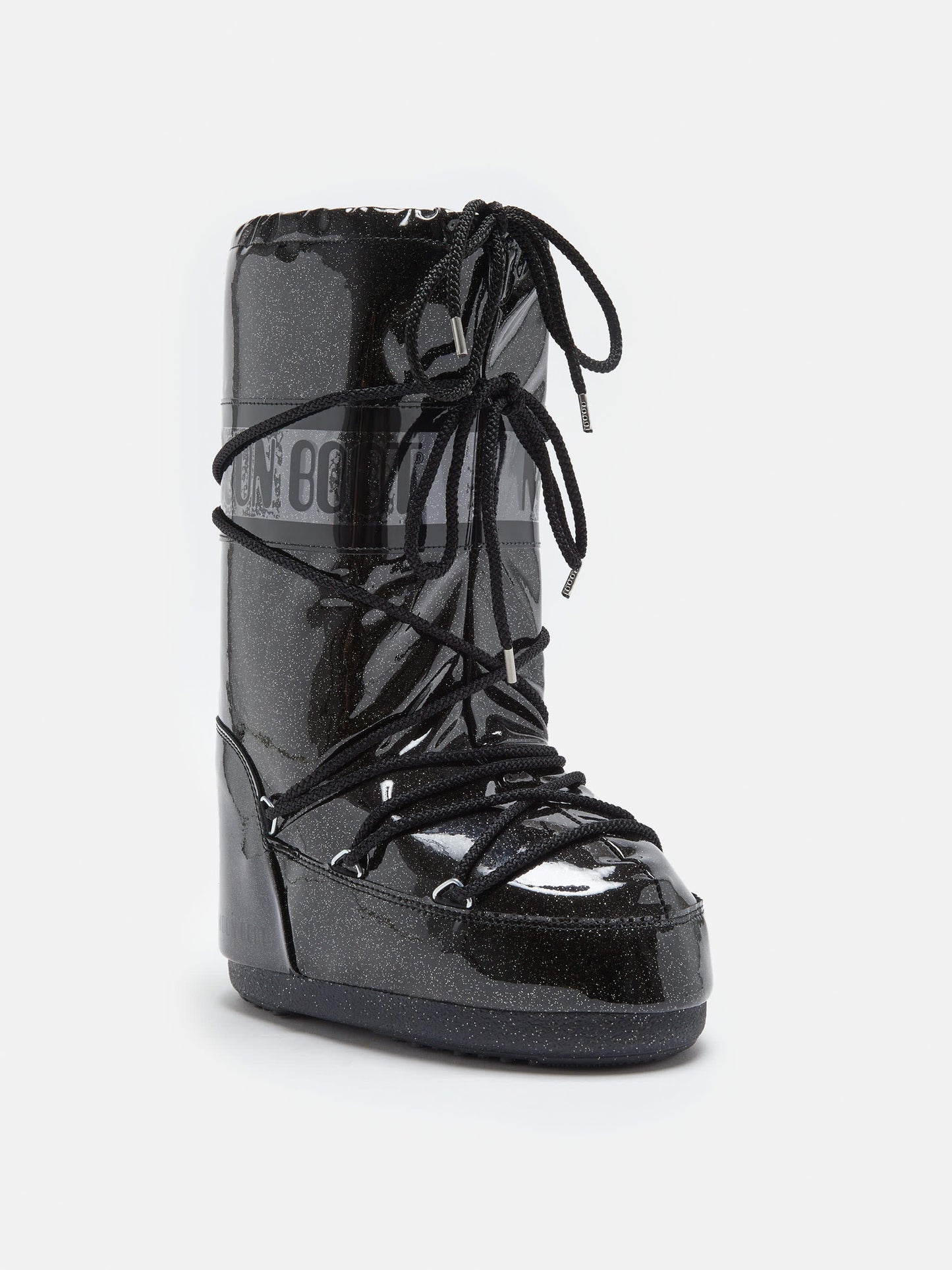 MOON BOOT ICON BLACK GLITTER BOOTS