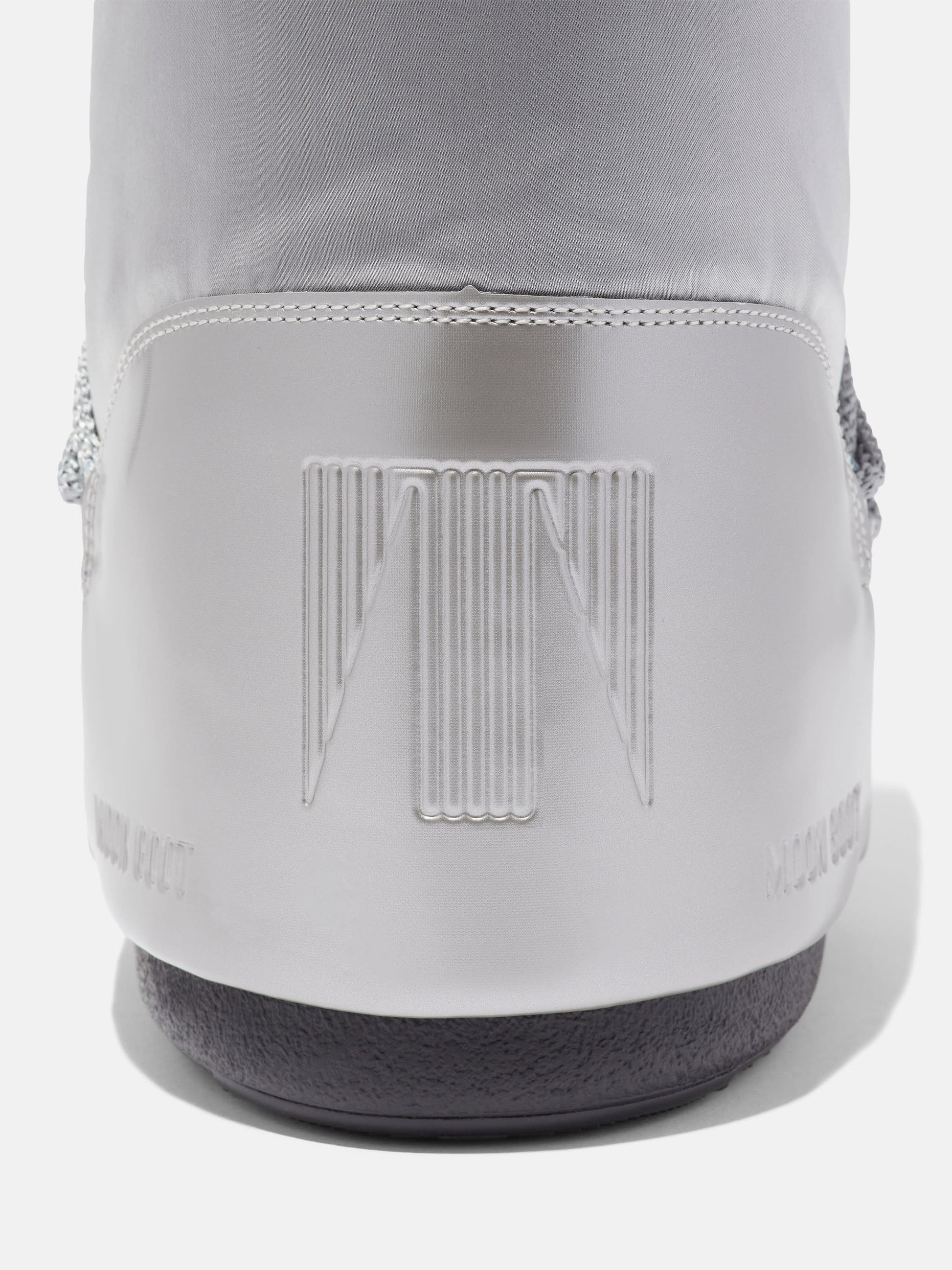 MOON BOOT ICON GLANCE SILVER SATIN BOOTS