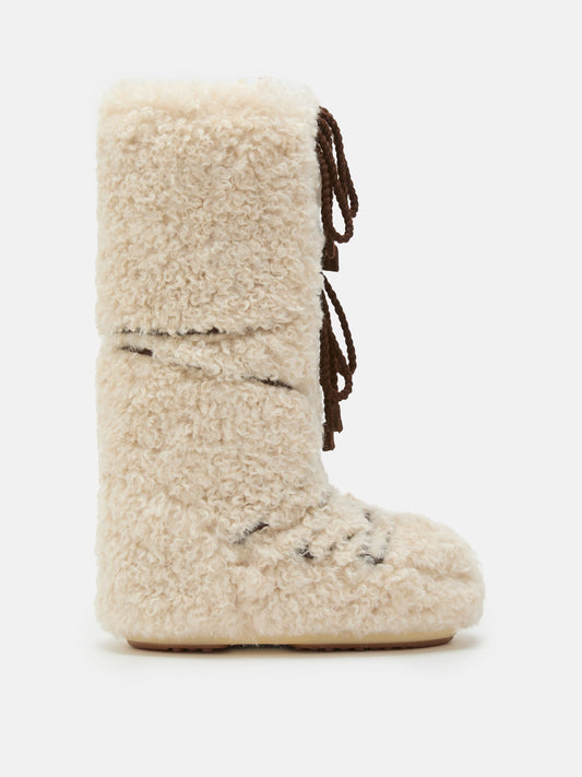 MOON BOOT ICON ECRU CURLY EXTRA BOOTS