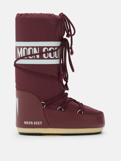MOON BOOT ICON BURGUNDY NYLON BOOTS