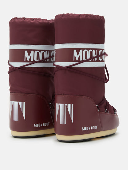 MOON BOOT ICON BURGUNDY NYLON BOOTS