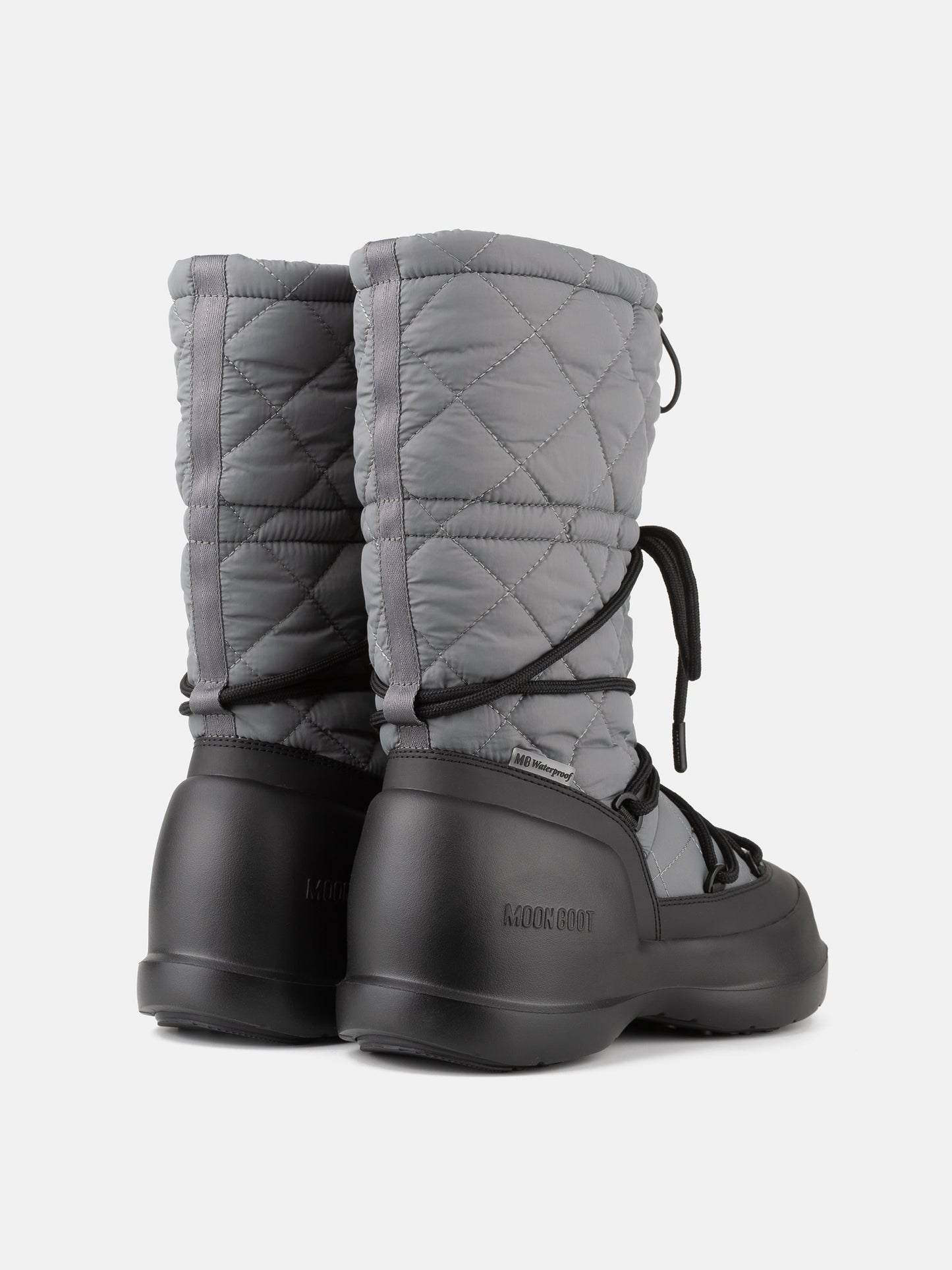 MOON BOOT MEZZALUNA GREY QUILTED HIGH BOOTS