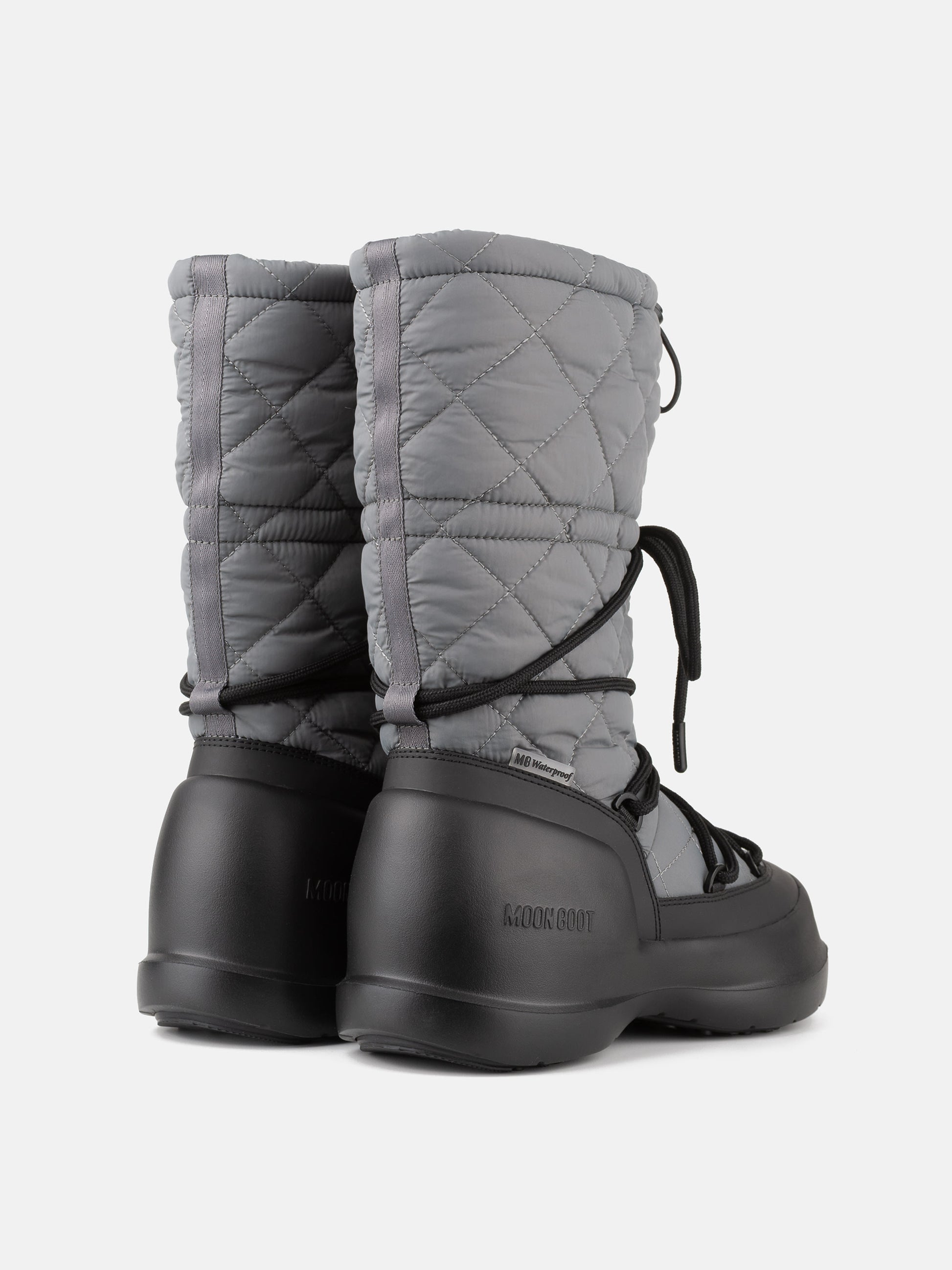 MOON BOOT MEZZALUNA GREY QUILTED HIGH BOOTS
