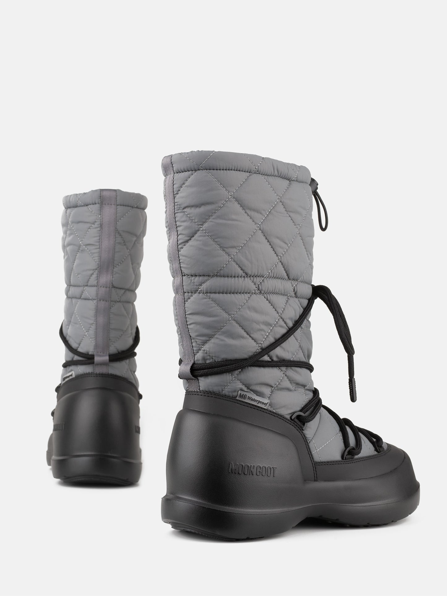 MOON BOOT MEZZALUNA GREY QUILTED HIGH BOOTS