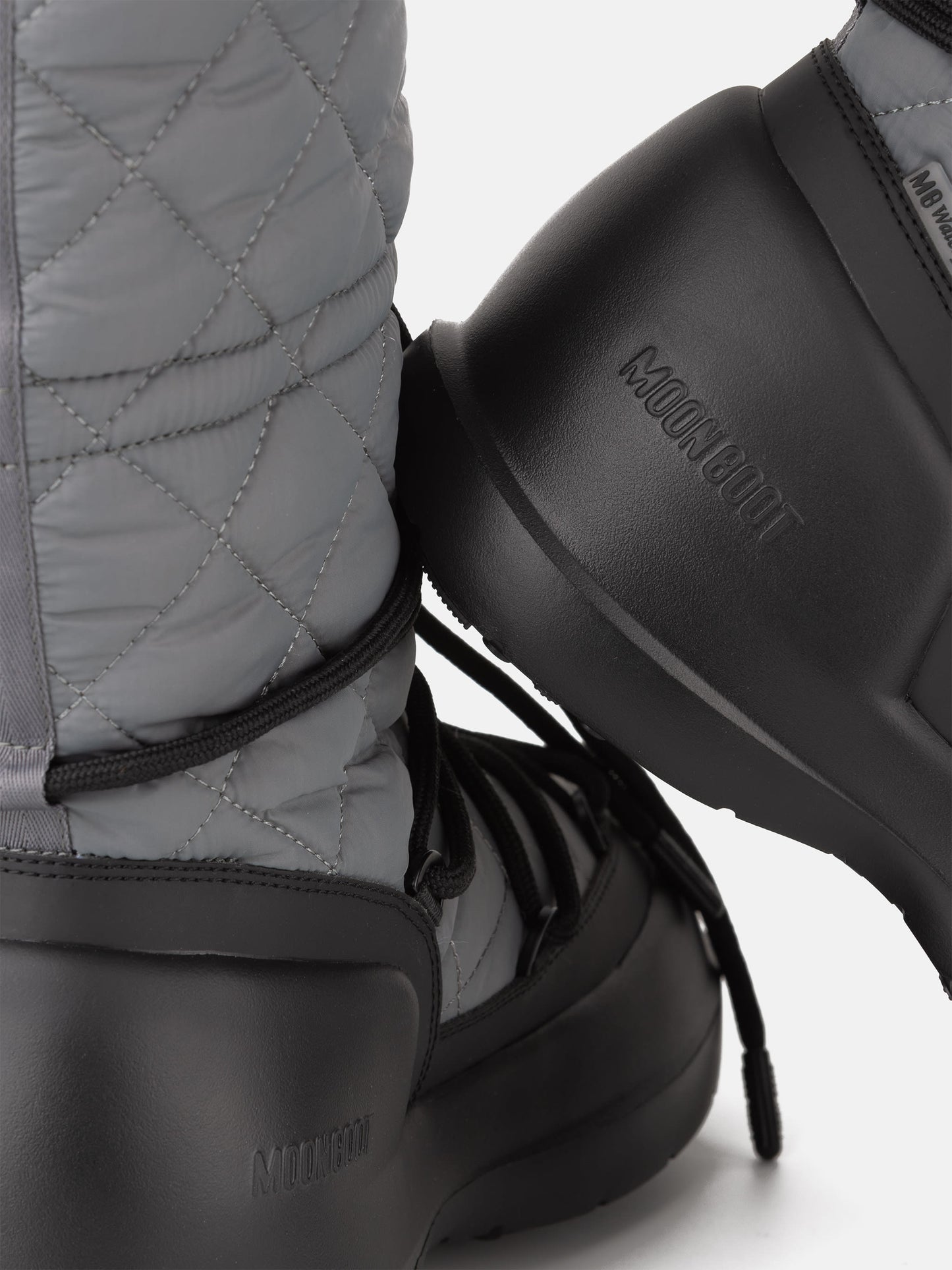 MOON BOOT MEZZALUNA GREY QUILTED HIGH BOOTS