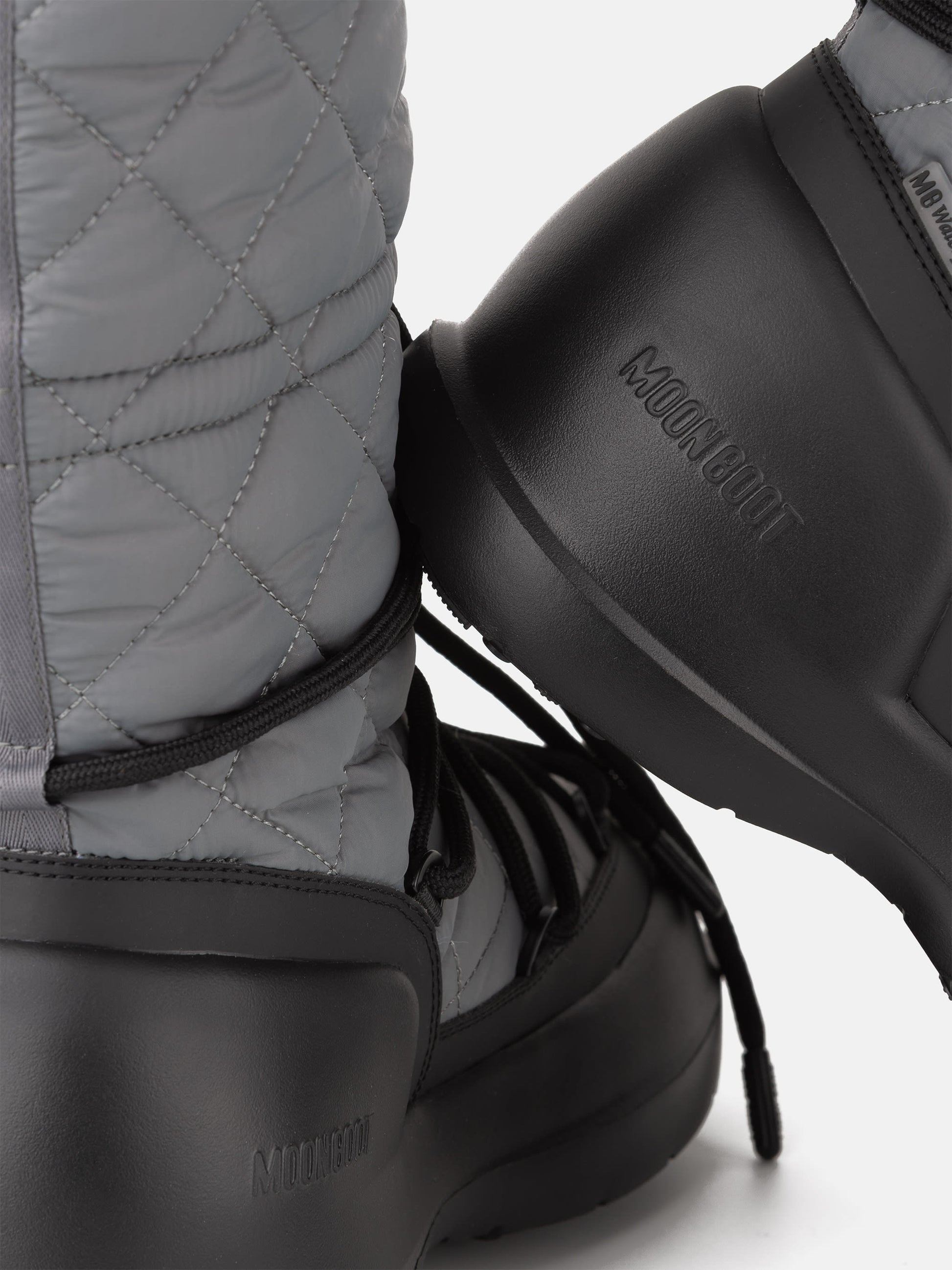 MOON BOOT MEZZALUNA GREY QUILTED HIGH BOOTS