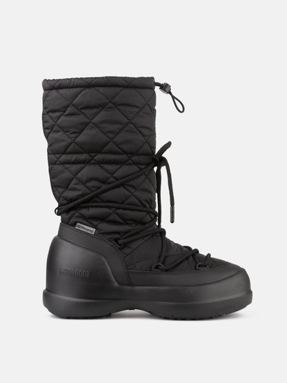 MOON BOOT MEZZALUNA BLACK QUILTED HIGH BOOTS
