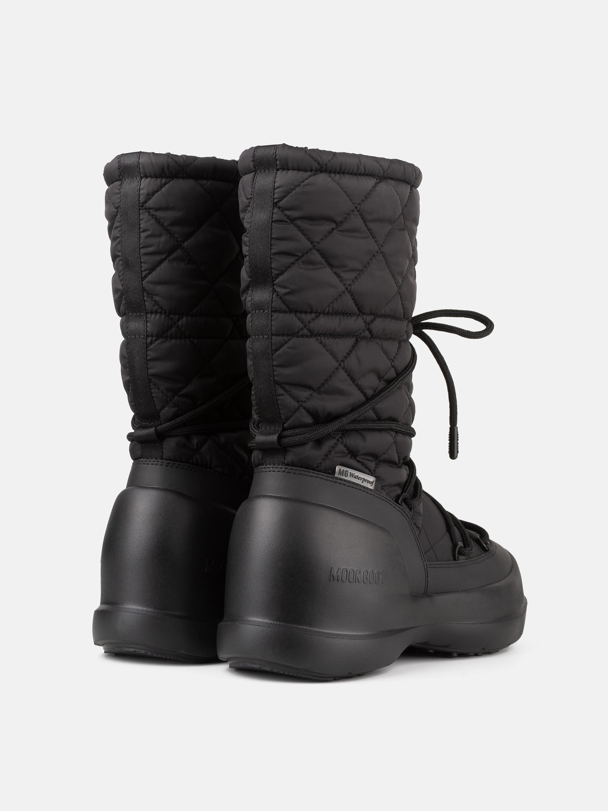 MOON BOOT MEZZALUNA BLACK QUILTED HIGH BOOTS