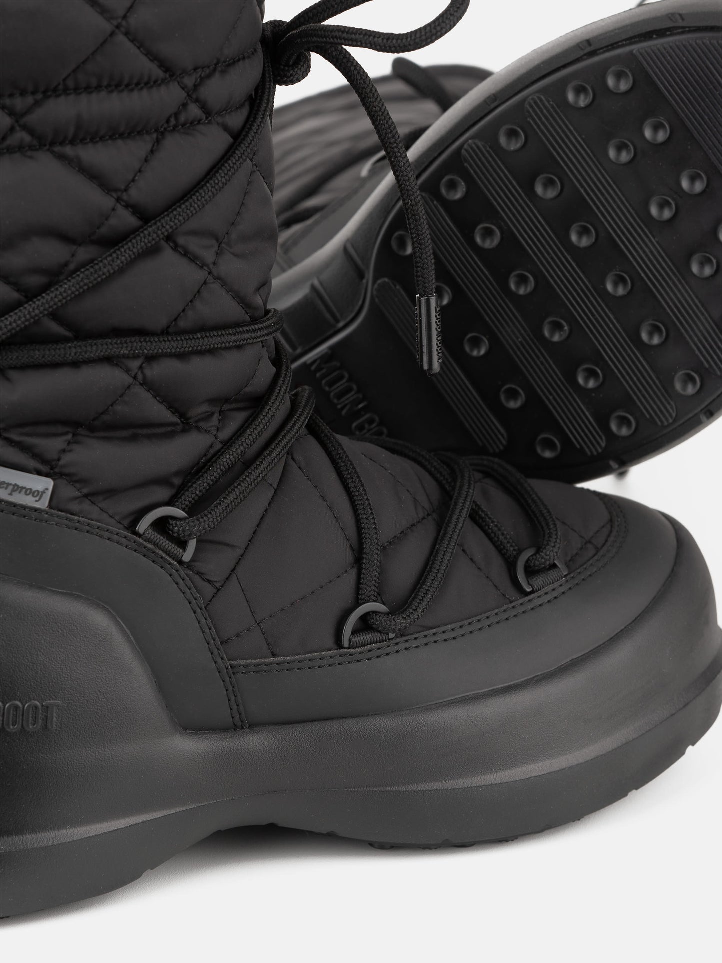 MOON BOOT MEZZALUNA BLACK QUILTED HIGH BOOTS
