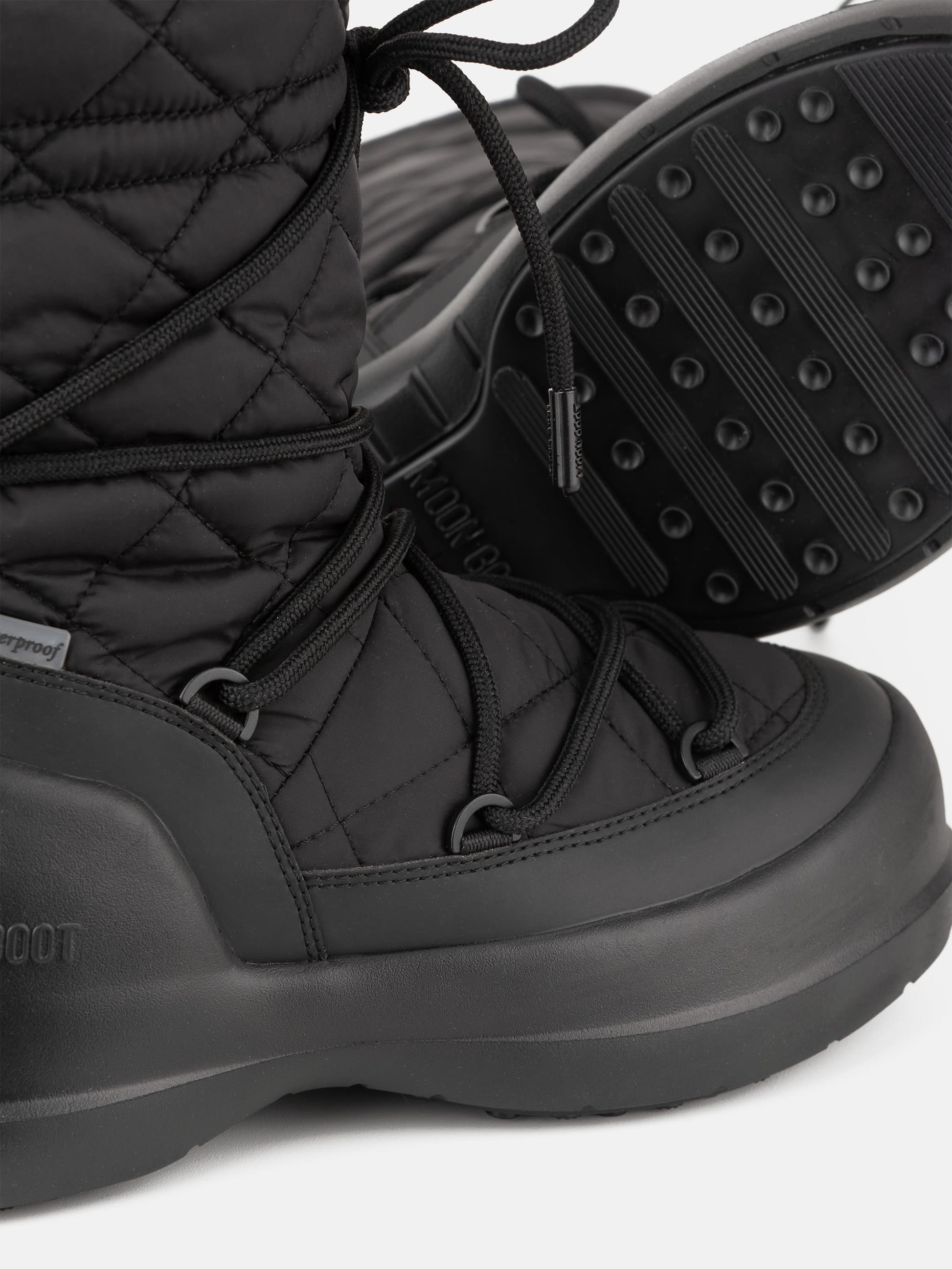 MOON BOOT MEZZALUNA BLACK QUILTED HIGH BOOTS