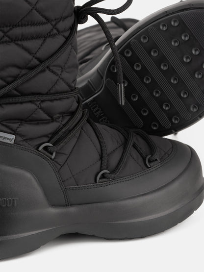 MOON BOOT MEZZALUNA BLACK QUILTED HIGH BOOTS