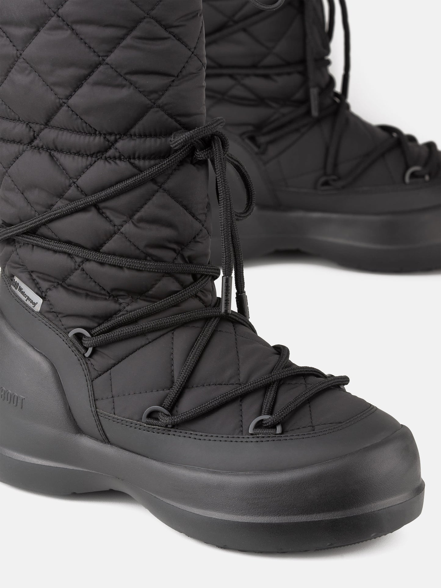 MOON BOOT MEZZALUNA BLACK QUILTED HIGH BOOTS