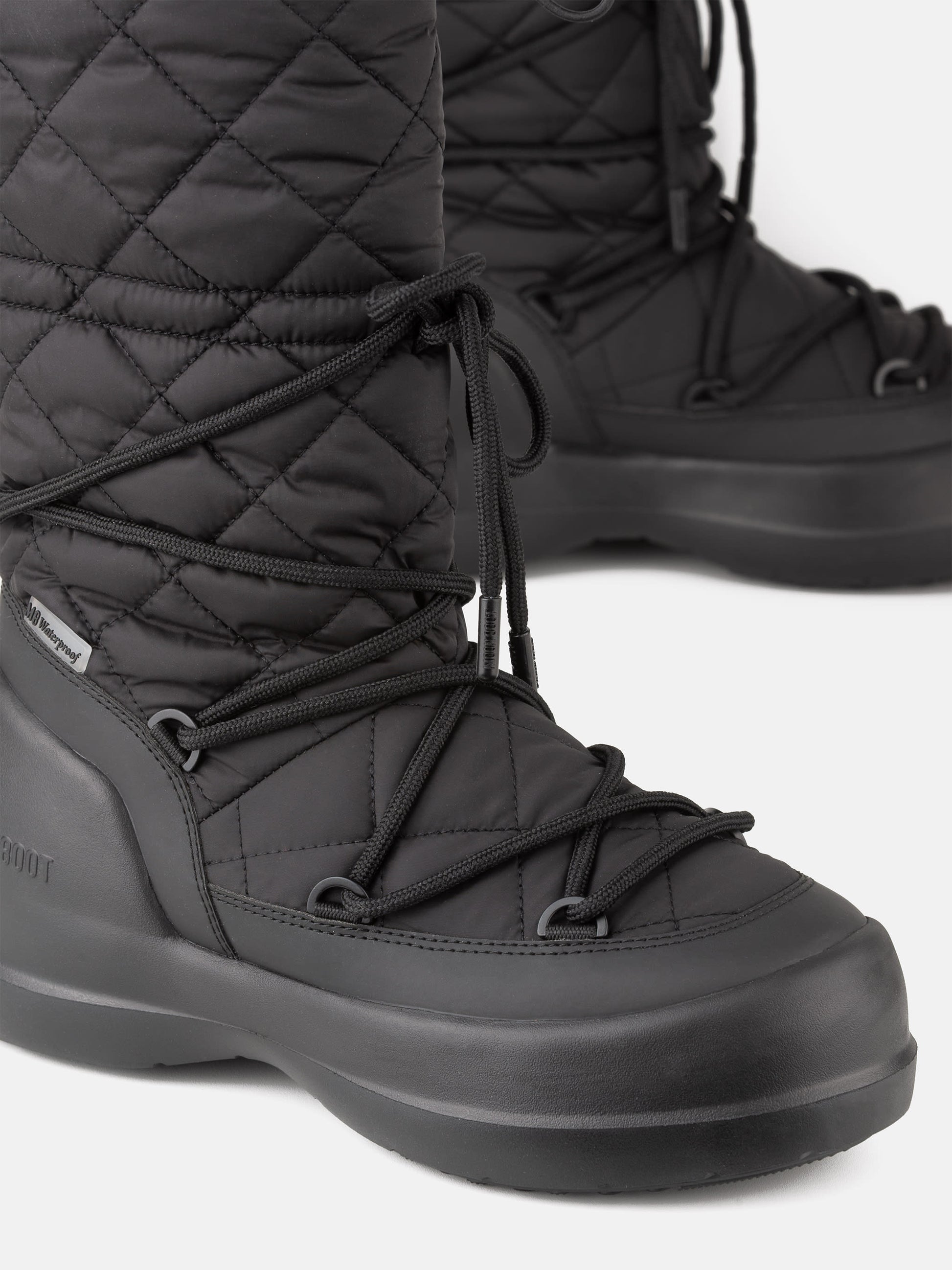 MOON BOOT MEZZALUNA BLACK QUILTED HIGH BOOTS