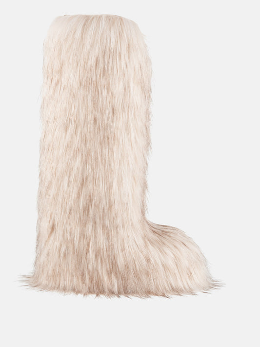 MOON BOOT Jacquemus + Moon Boot Icon Yeti High White Faux-Fur Boots