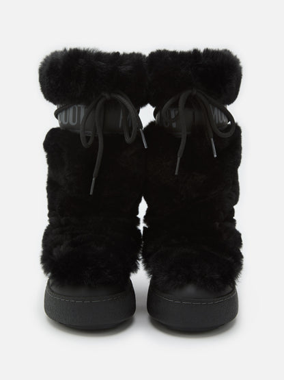 MOON BOOT LTRACK BLACK FAUX-FUR HIGH BOOTS