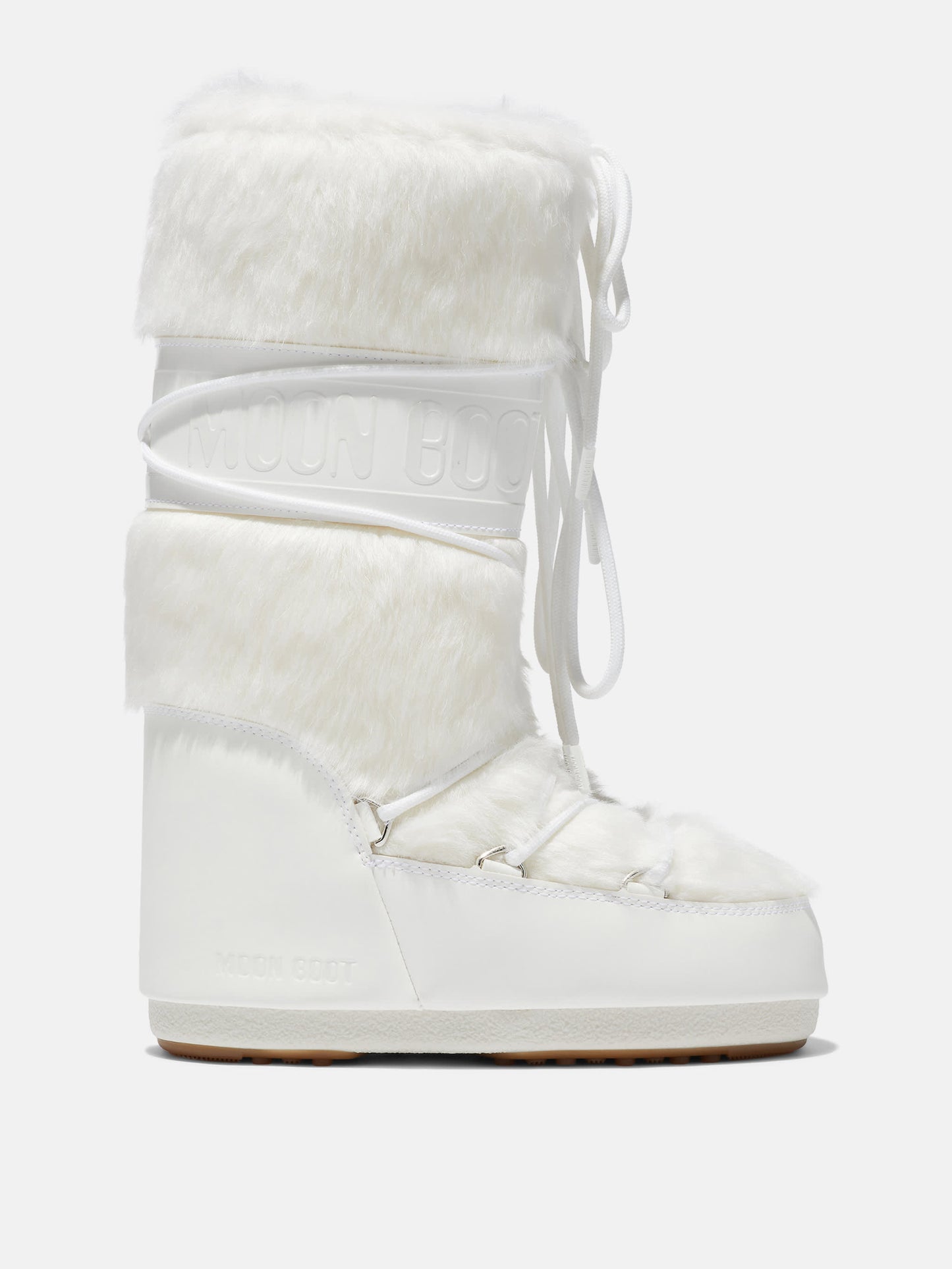MOON BOOT ICON WHITE FAUX-FUR BOOTS