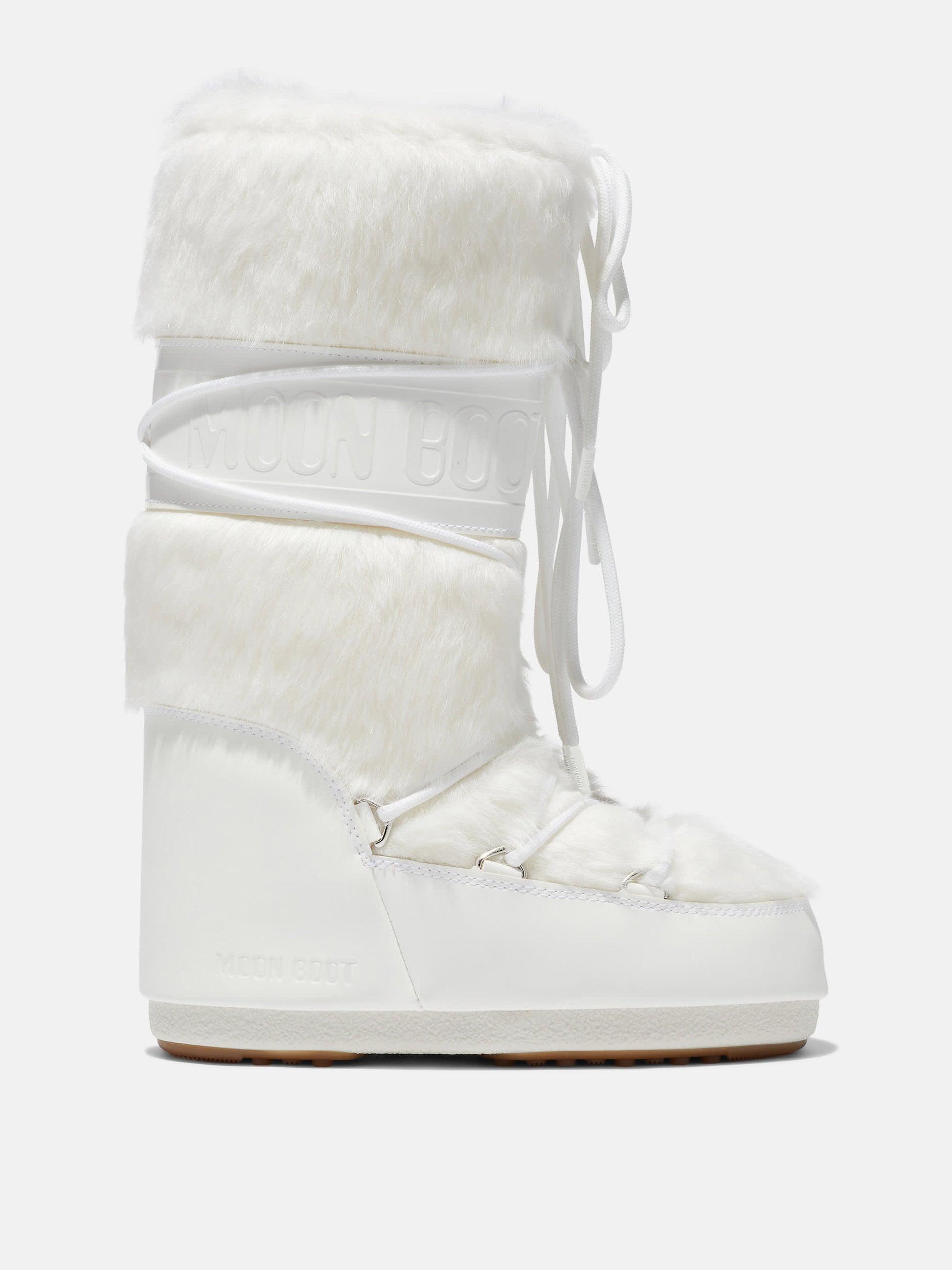 MOON BOOT ICON WHITE FAUX-FUR BOOTS