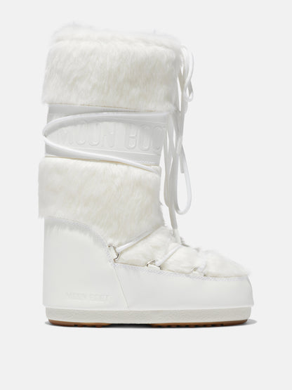 MOON BOOT ICON WHITE FAUX-FUR BOOTS
