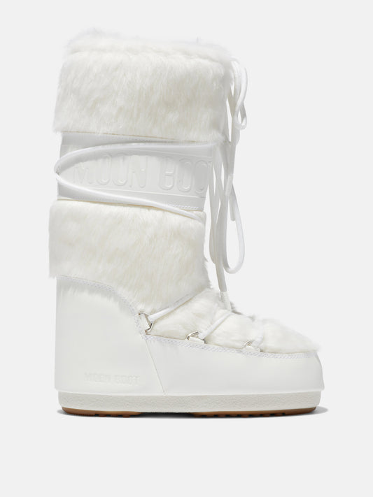 MOON BOOT ICON WHITE FAUX-FUR BOOTS