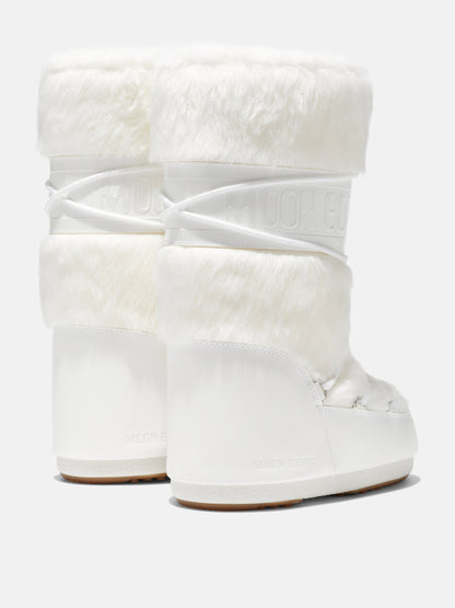MOON BOOT ICON WHITE FAUX-FUR BOOTS