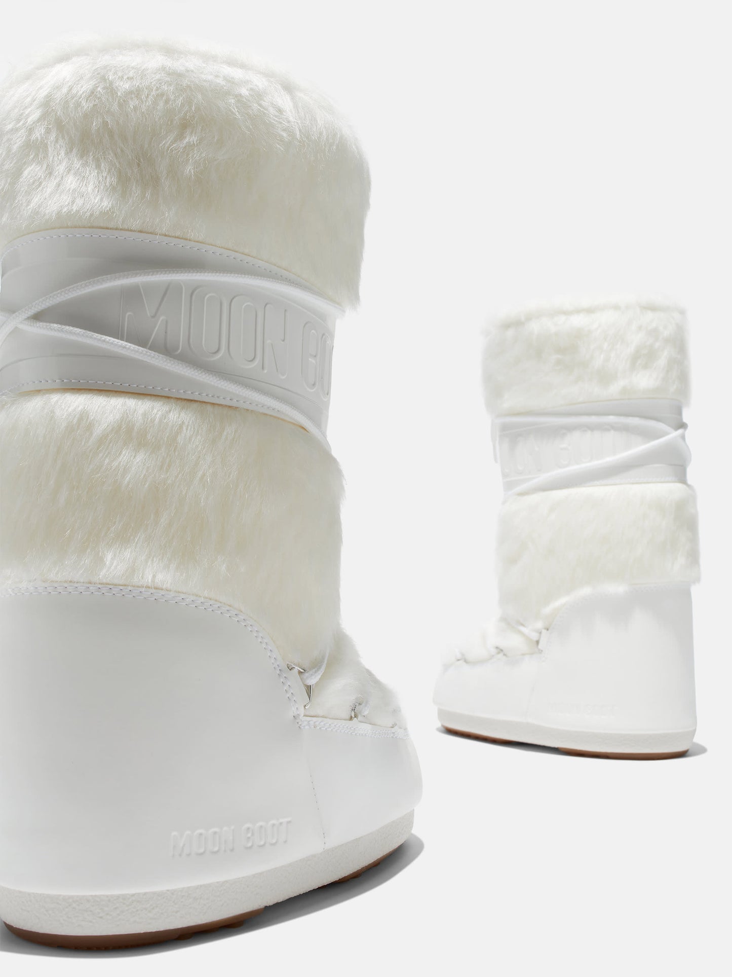 MOON BOOT ICON WHITE FAUX-FUR BOOTS