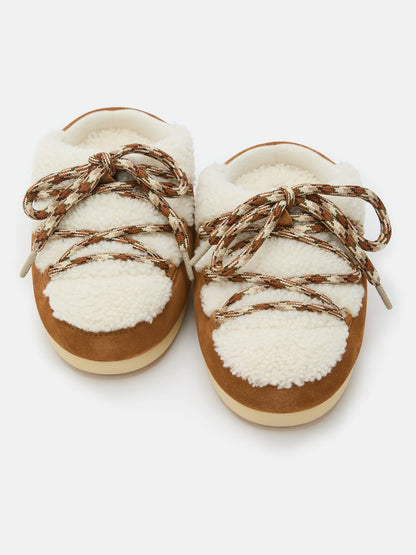 MOON BOOT EVX BROWN SHEARLING MULES