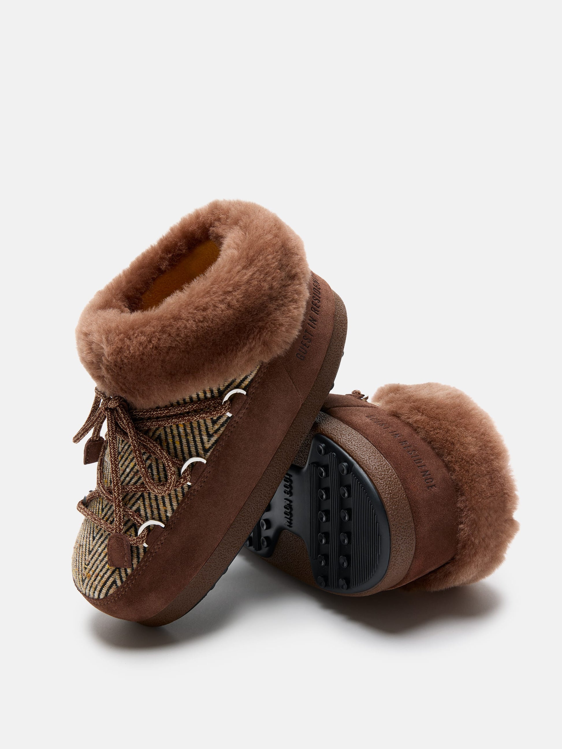 MOON BOOT MOON BOOT X GUEST IN RESIDENCE EVX CHALET COCOA FAUX FUR MULES