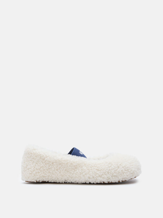 MOON BOOT SHEARLING WHITE BALLERINAS