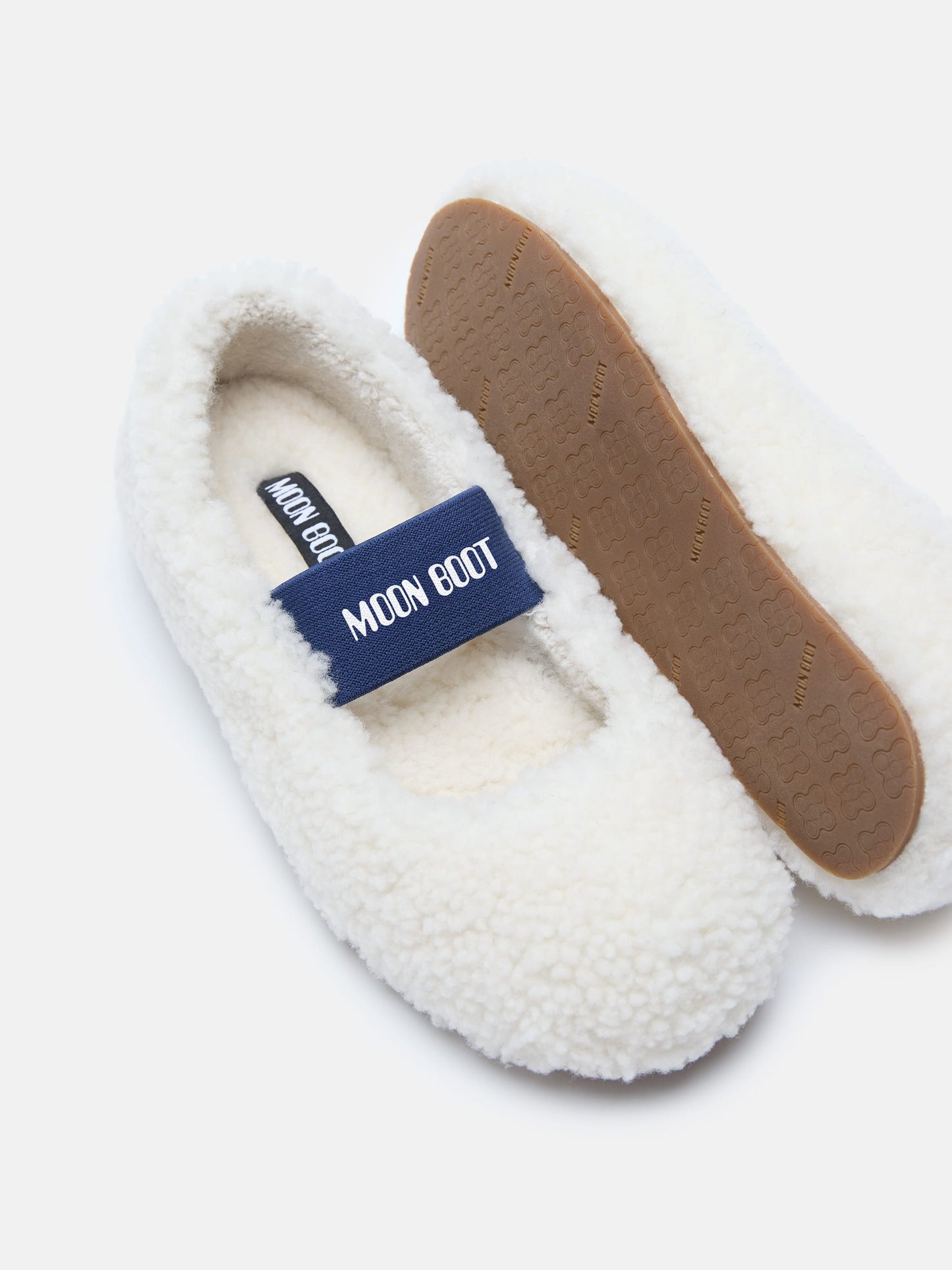 MOON BOOT SHEARLING WHITE BALLERINAS