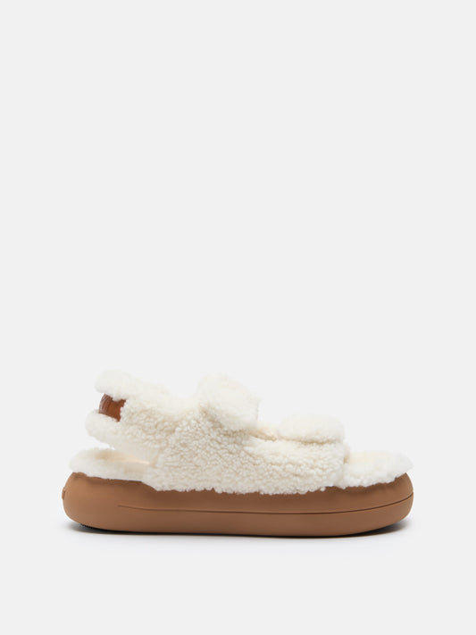 MOON BOOT SHEARLING WHITE SANDALS