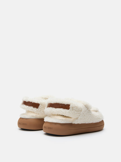 MOON BOOT SHEARLING WHITE SANDALS
