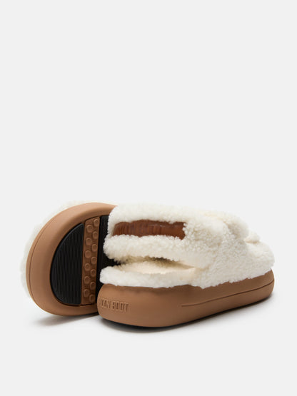 MOON BOOT SHEARLING WHITE SANDALS