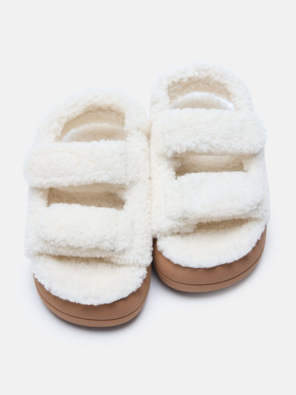 MOON BOOT SHEARLING WHITE SANDALS