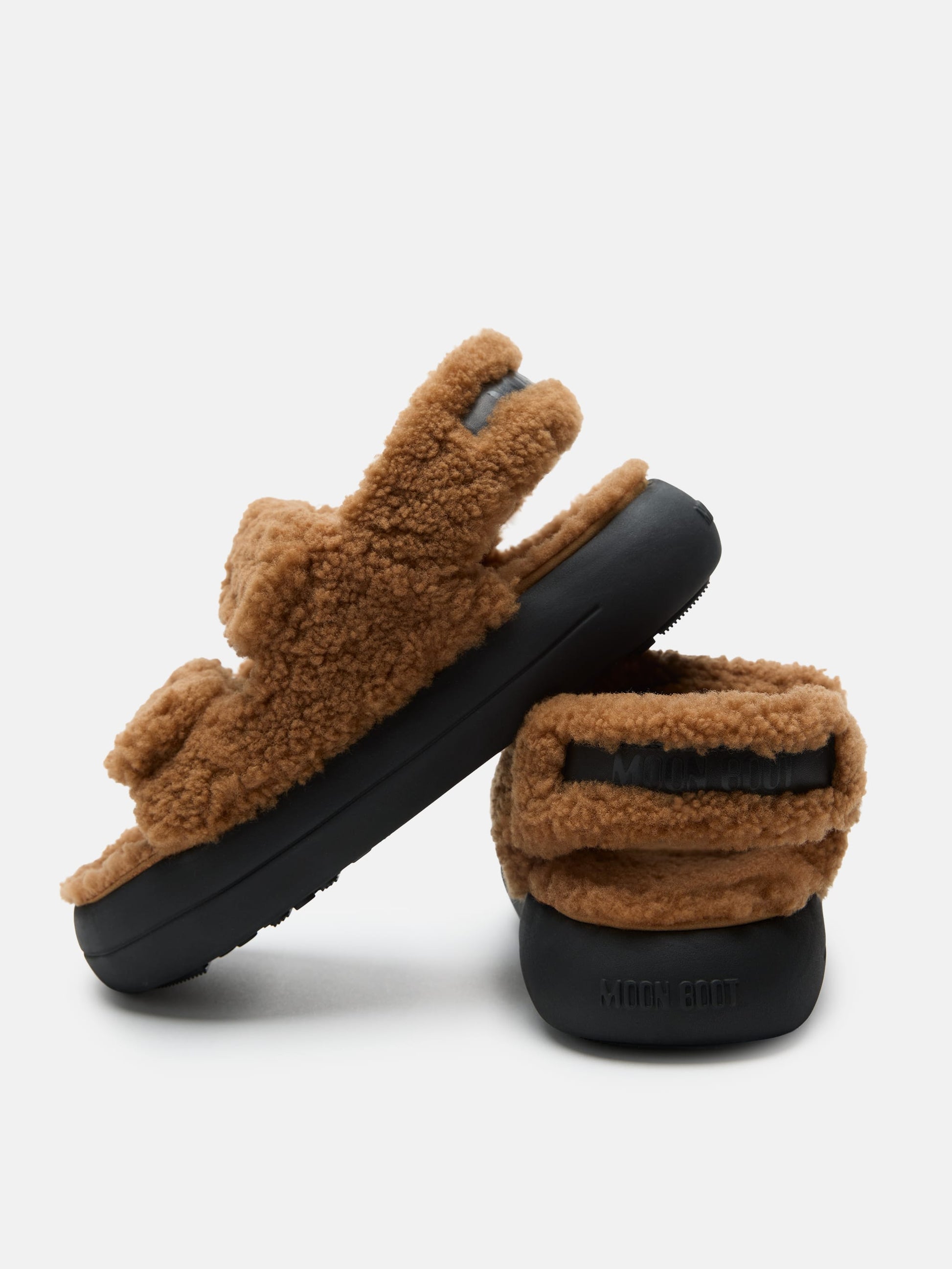 MOON BOOT SHEARLING BROWN SANDALS