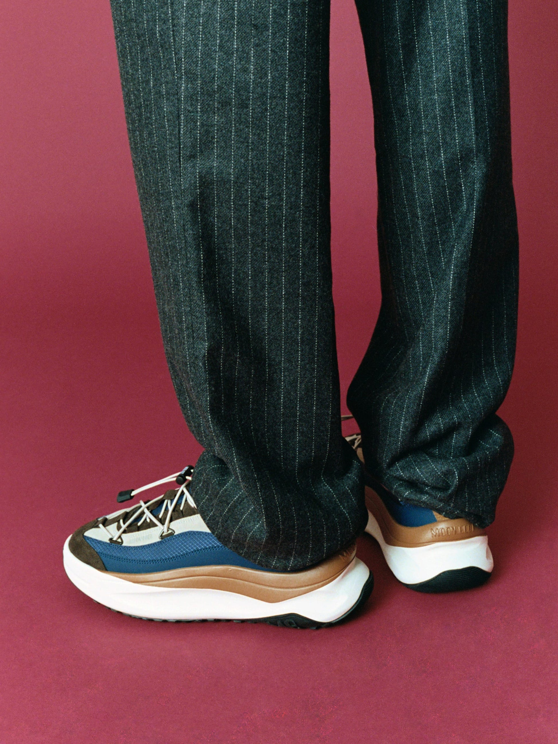 MOON BOOT MOON247 XLACE NAVY & BROWN SNEAKERS