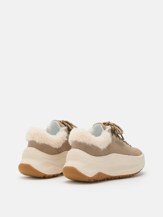 MOON BOOT MOON247 CITY BEIGE SHEARLING SNEAKERS