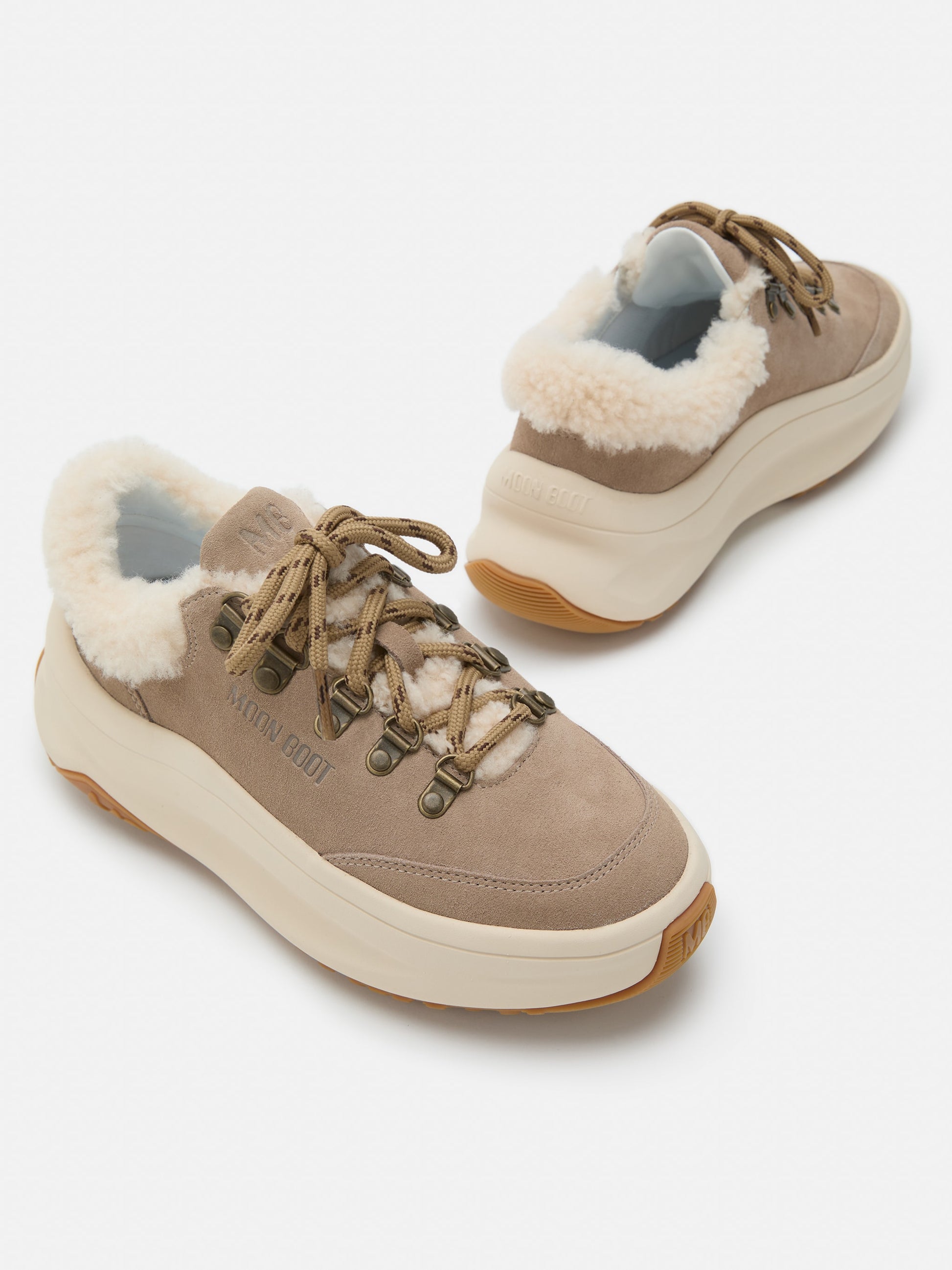 MOON BOOT MOON247 CITY BEIGE SHEARLING SNEAKERS